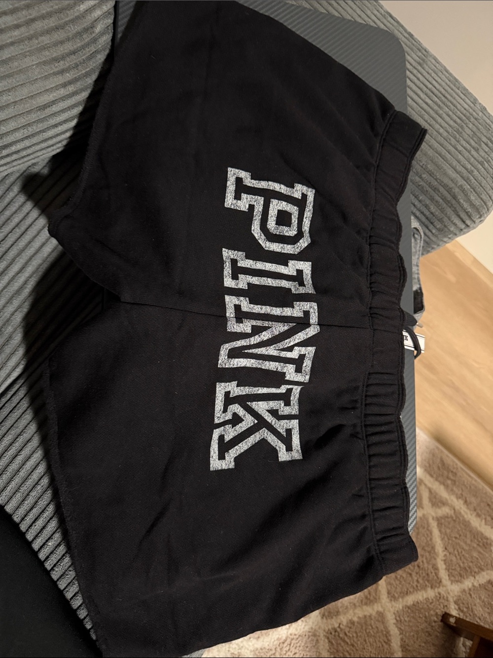 PINK Victoria's Secret Black Shorts with Silver Logo
